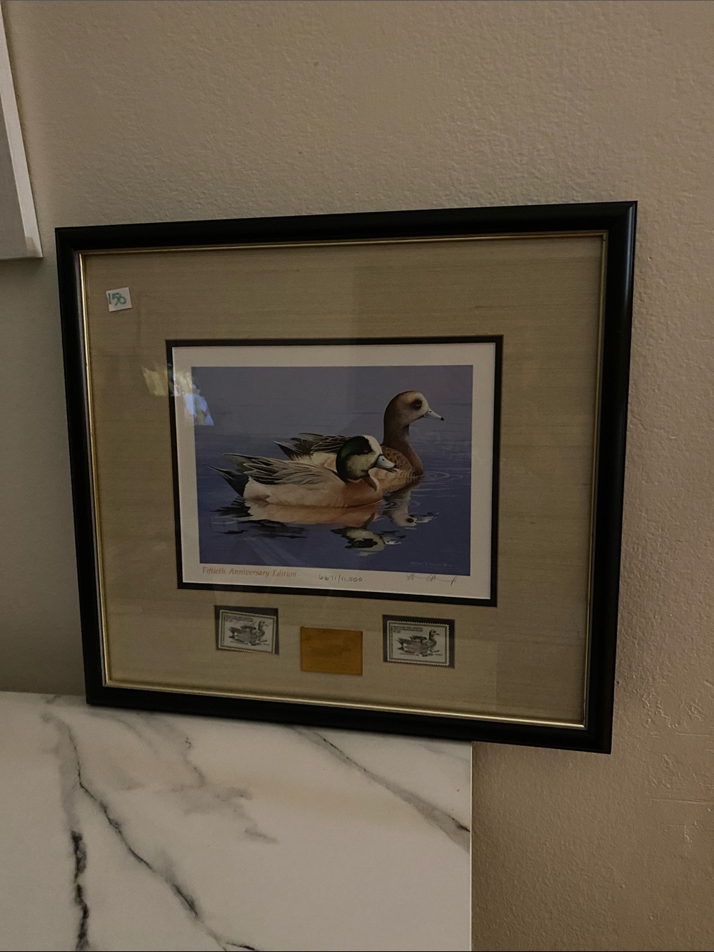 Artisan Framed Duck Print in Beige, Blue and Black